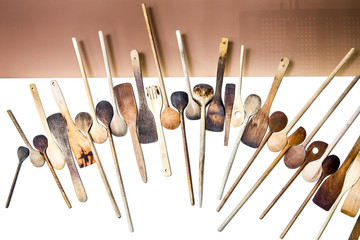 Old wooden spoons and stirrers