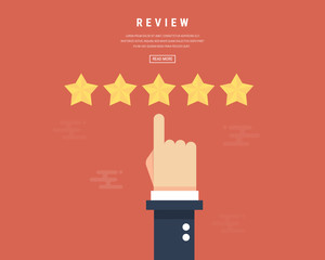 Businessman hand giving five star rating, Feedback concept, VECTOR, EPS10