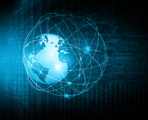 Naklejka na ściany i meble Best Internet Concept of global business. Globe, glowing lines on technological background. Wi-Fi, rays, symbols Internet, 3D illustration