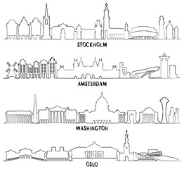 Fototapeta premium Stockholm, Amsterdam, Washington and Oslo