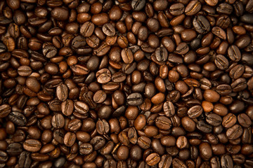 Roasted coffee bean groups use for background.