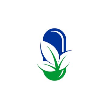 leaf capsules icon vector logo