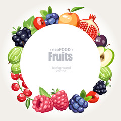 fresh healthy fruits berries background round 