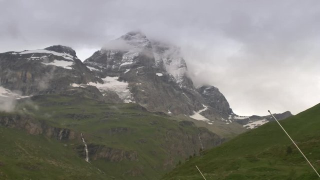 The Matterhorn Mountain of the Alps, straddling the main watershed and border between Switzerland and Italy.