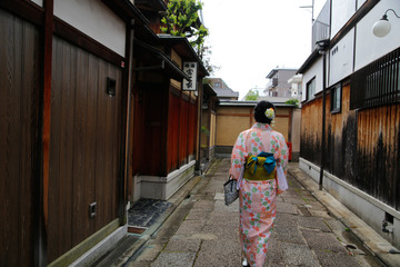 japanese young woman kimono , Kyoto Japan,