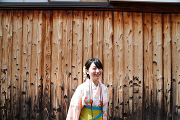 japanese young woman kimono , Kyoto Japan,
