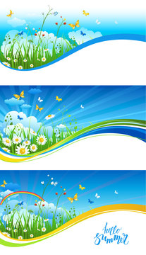 Blue sky and clouds banners