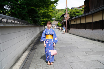 japanese young woman kimono , Kyoto Japan,