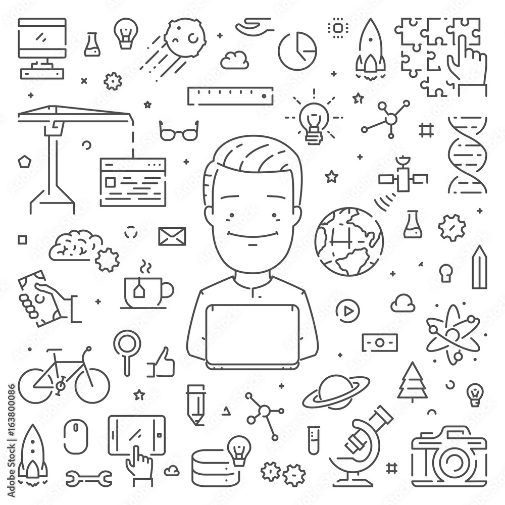 Poster vector line web concept for startup