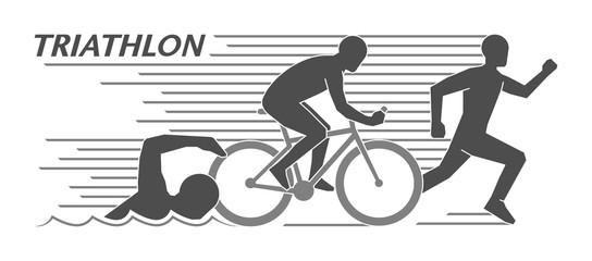 Modern logo triathlon and figures triathletes