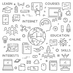 Vector line banner for online education