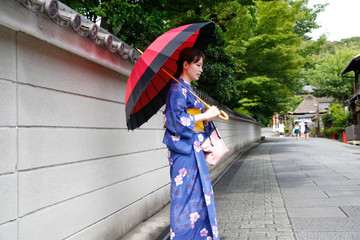 japanese young woman kimono , Kyoto Japan,