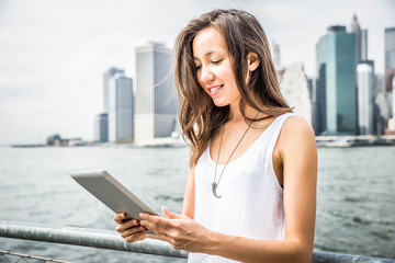 Fototapeta premium Woman with tablet