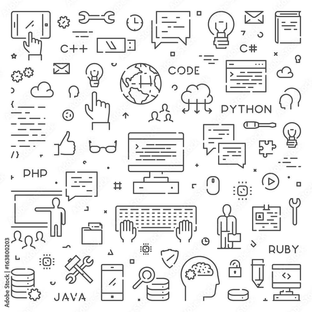 Poster line web concept for computer science