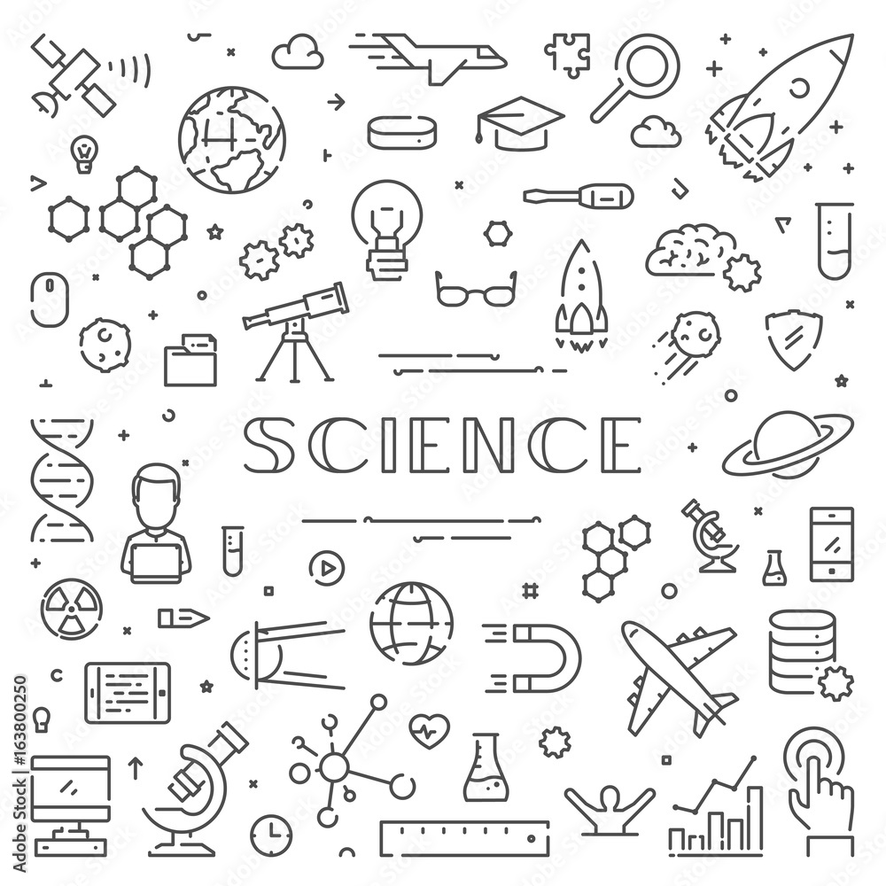 Poster line web design concept for science
