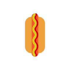 Hot dog flat icon, vector sign, colorful pictogram isolated on white. Symbol, logo illustration. Flat style design