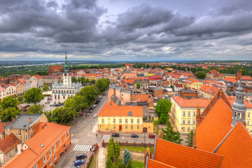 Aerial view of the old town in Chelmno, Poland