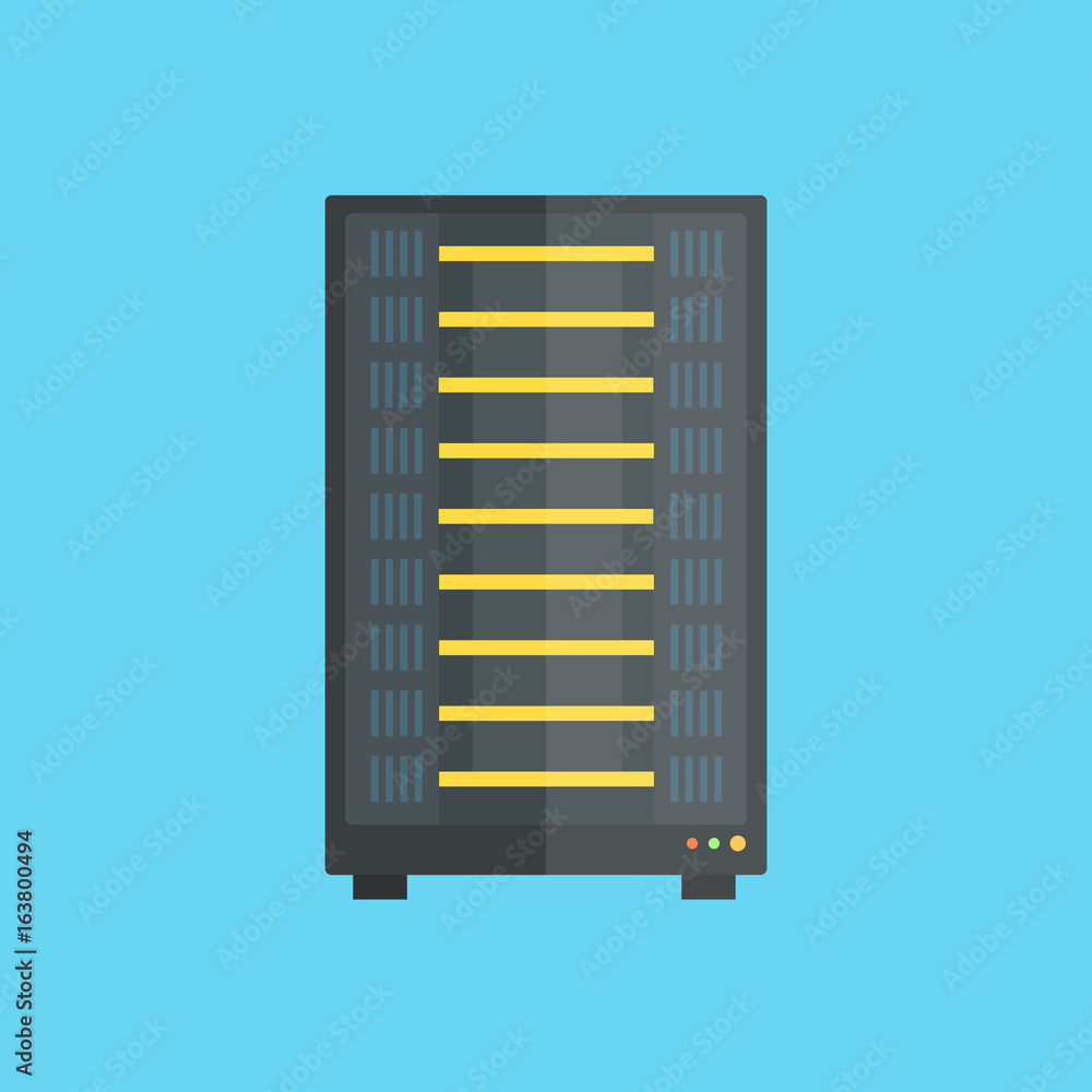 Poster hosting concept with data storage and exchange service flat icons set vector illustration