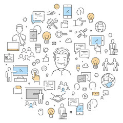 Vector line round banner for support