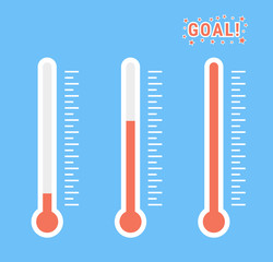 vector clipart set of goal thermometers at different levels with degrees