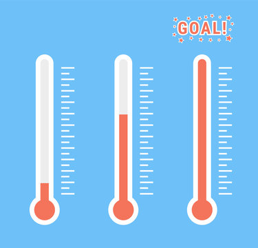 vector clipart set of goal thermometers at different levels with degrees
