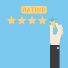 Businessman hand giving five star rating, Feedback concept, VECTOR, EPS10