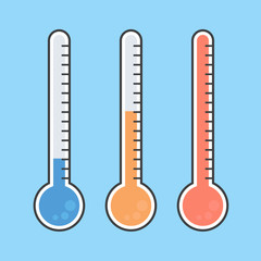 Isolated thermometers in different colors