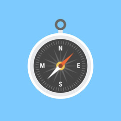 Compass flat circle icon over blue. Vector illustration of measuring tool.