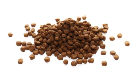 Dry dog food isolated on white background