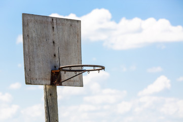 an old wooden basketball hoop