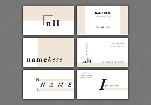 White and Tan Business Card Layouts 1