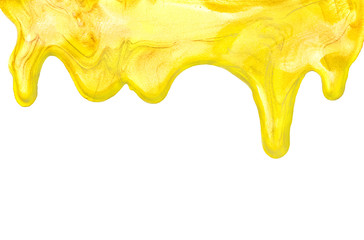 Dripping golden sweet fresh honey isolated on white background.