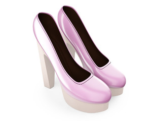 A pair of pink color women's high-heel shoes 3d illustration