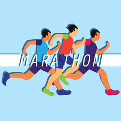 running race people / marathon, sport and activity poster. vector illustration