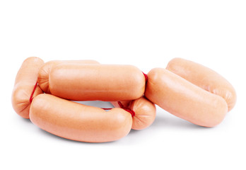 fresh sausages on white background