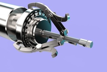 3d illustration of bearing puller isolated on blue