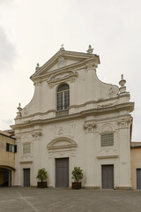 Fototapeta na wymiar facade of deconsecrated san Francesco Church, Chiavari, Italy