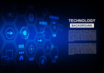 Vector abstract technology on dark blue template