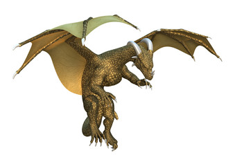 3D Rendering Fantasy Dragon on White