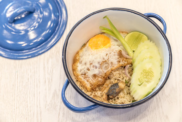 Fried rice with mackerel
