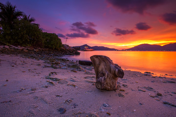 scenery of sunset at marina island malaysia.soft focus,motion blur due to long exposure