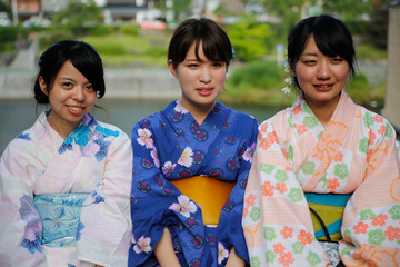 japanese women kimono three people