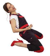 Siegerin in Arbeitslatzhose