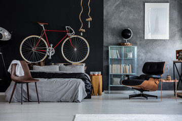 Bedroom with bicycle