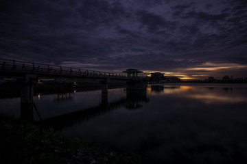 scenery of sunset at putrajaya lake.soft focus,motion blur due to long exposure