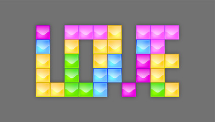 LOVE in jelly colorful blocks