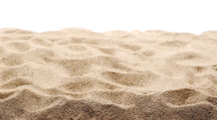 Naklejka na ściany i meble pile dry desert sand isolated on white background