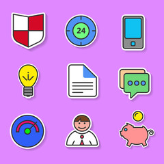 Set of colored flat icons for websites and applications.