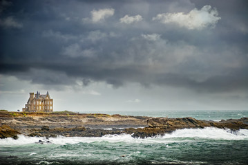 Chateau Turpault at the rocky coast of Quiberon, Brittany, or Bretagne, France
