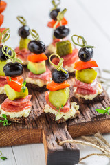 Closeup of appetizer with vegetables and herbs for snack